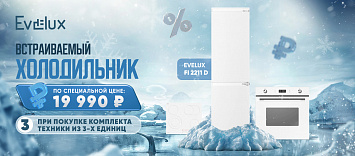 Холодильник по специальной цене при покупке комплекта техники EVELUX